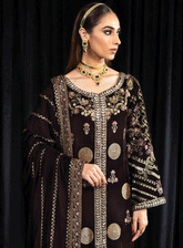 Maya By Nureh Embroidered Velvet Unstitched 3 Piece Suit - NU23MYV NS-103 MOORE